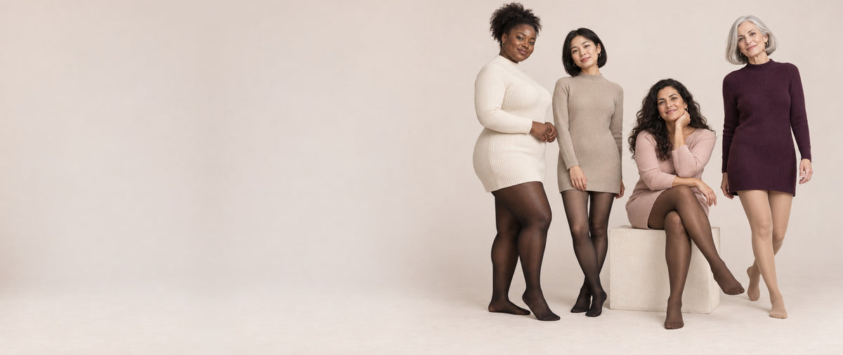 Quatre femmes de styles et morphologies différents portant les collants polaires Cocon Paris